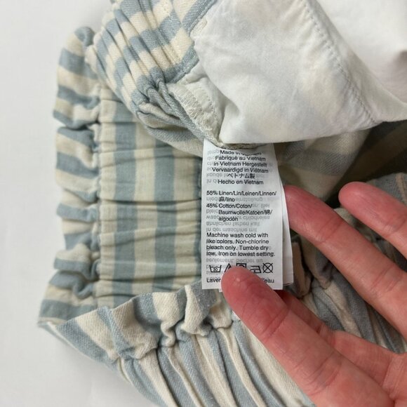 Madewell Light Blue Stripe Linen Blend Huston Relaxed Leg Cropped Pant M - Picture 5 of 8